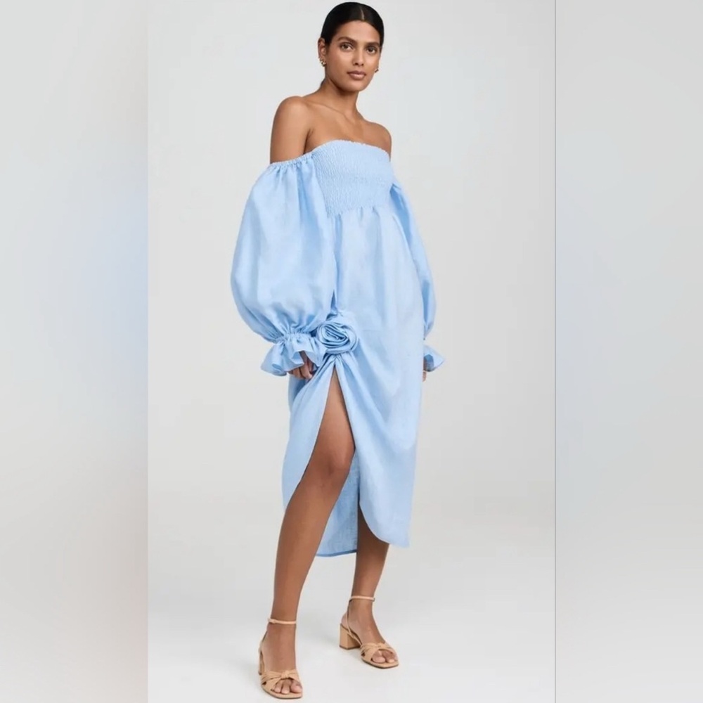 Daily Sleeper Chic Off-Shoulder Light Blue Dress